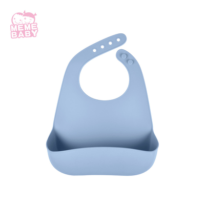 LFGB BPA Free Waterproof Silicone Bib Gift Set Blue Color