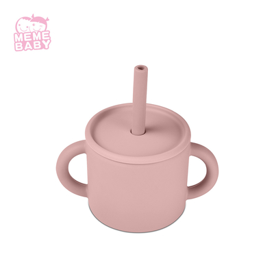 Drinkware Silicone Sippy Straw Cup Blue Beige Pink Color