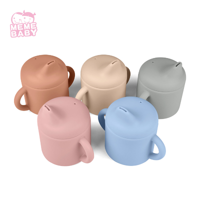 Kids Training Sippy Straw Cup Food Grade Silicone Easy To Grab