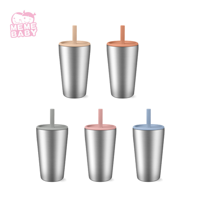 Stainless Steel Baby Training Water Cup Drinking Bottle Insulated With Silicone Lid Straw
