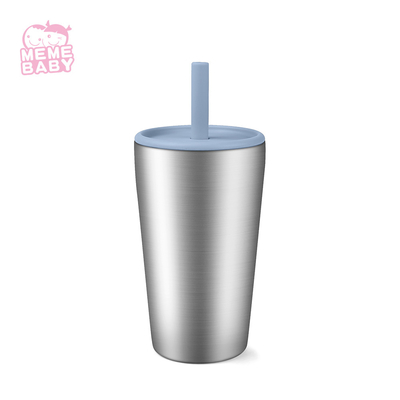 Stainless Steel Baby Training Water Cup Drinking Bottle Insulated With Silicone Lid Straw