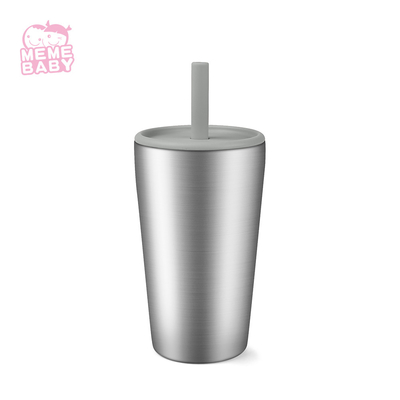 Stainless Steel Baby Training Water Cup Drinking Bottle Insulated With Silicone Lid Straw