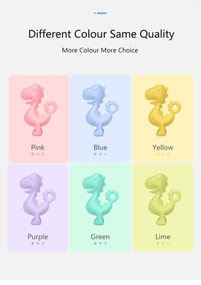 Dinosaur Soft Silicone Teether Multiple Colors Easy To Grasp