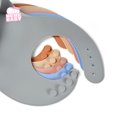 Baby Unisex Silicone Bib With Food Catcher Multiple Color Choices