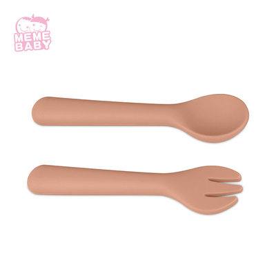 Baby Training Kids Fork And Spoon Rust Color Temperature Resistance