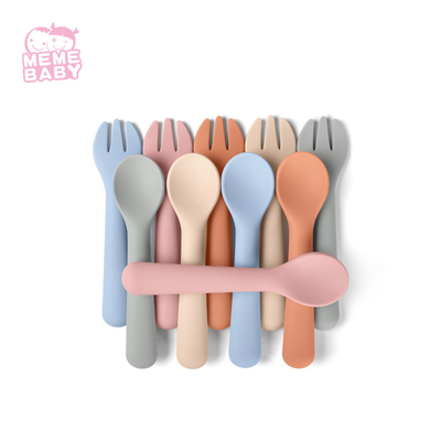 LFGB Approval Silicone Fork And Spoon Set Silicone Tableware Easy To Grasp