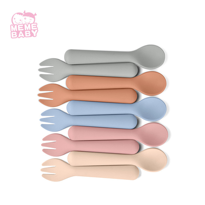 LFGB Approval Silicone Fork And Spoon Set Silicone Tableware Easy To Grasp