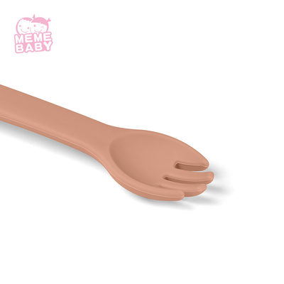 Self Feeding Kids Dinnerware Silicone Baby Spoon And Fork With CE Approval