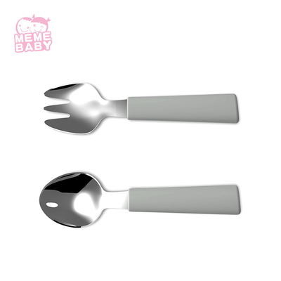 Customized Logo Silicone Baby Spoon And Fork Stainless Steel