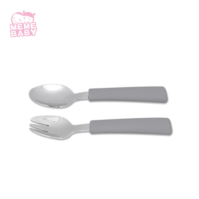 64g Silicone Fork And Spoon Set Cartoon Printing Handle Baby Feeding Set