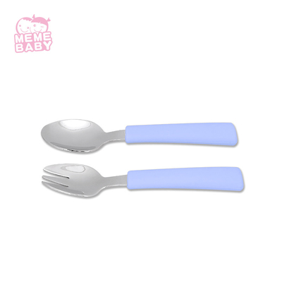64g Silicone Fork And Spoon Set Cartoon Printing Handle Baby Feeding Set