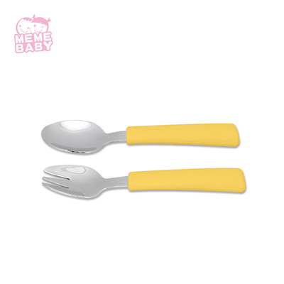 64g Silicone Fork And Spoon Set Cartoon Printing Handle Baby Feeding Set