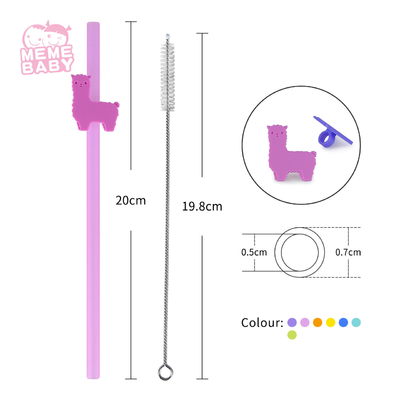 Animal Clip Silicone Reusable Straw Set Drinking With Tip
