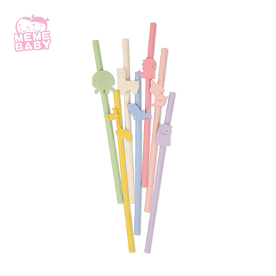 Animal Clip Silicone Reusable Straw Set Drinking With Tip