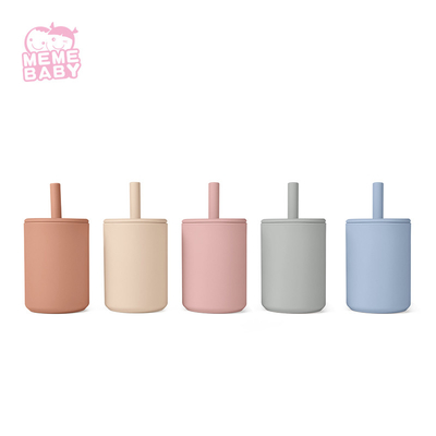 Silicone Straw Cup Baby Infant Learning Custom Color Easy To Grab