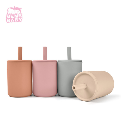 Silicone Straw Cup Baby Infant Learning Custom Color Easy To Grab