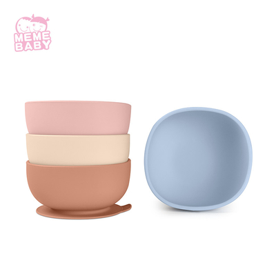 Leak Proof Square Lightweight Silicone Bottom Mixing Bowls Set Infant Kid