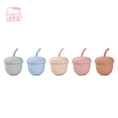 Cute Acorn Shape No Spill Silicone Baby Cup For Baby Care Room