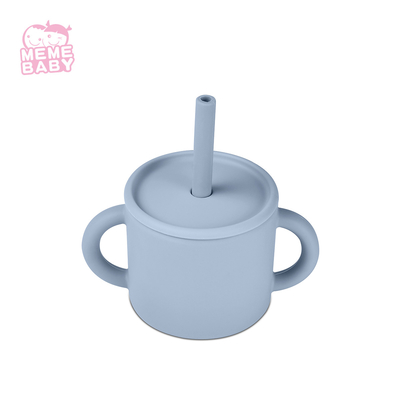 Non Toxic Food Grade Silicone Straw Cup Baby Training With Lid
