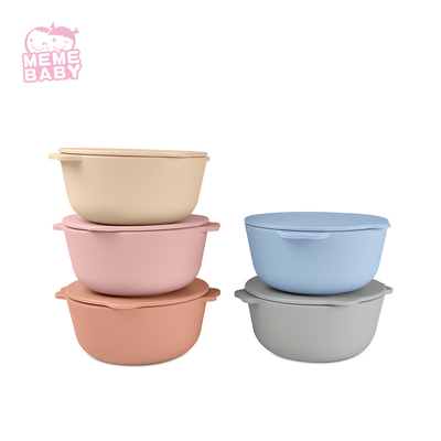 Silicone Bowl Set Baby Dinner Food Soup Salad Unbreakable With Lid