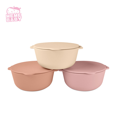 Silicone Bowl Set Baby Dinner Food Soup Salad Unbreakable With Lid
