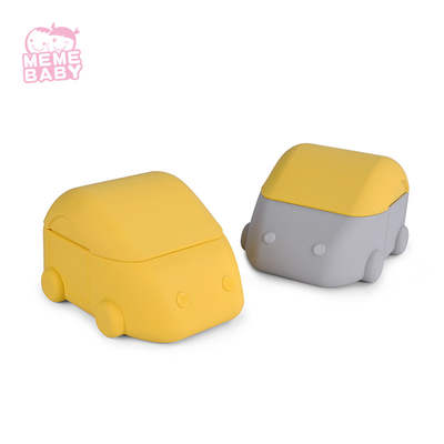 Toddler Feeding Flexible Silicone Bowl For Microwave Cute Car Shape Yellow