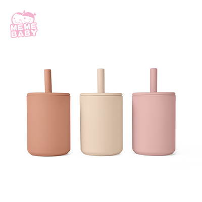 6oz Silicone Lid Sippy Cup Custom Silicone Drinking Cups Reusable Temperature Resistance