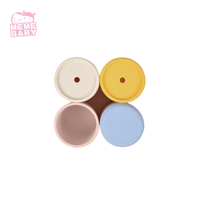 Reusable 100% Food Grade Silicone Sippy Cup 6m+ Non Spill With Straw