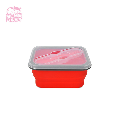 BPA Free Silicone Foldable Lunch Box One Compartment With Fork