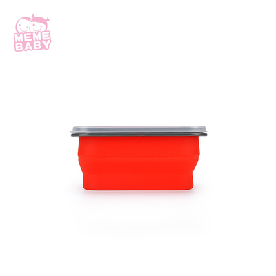 BPA Free Silicone Foldable Lunch Box One Compartment With Fork