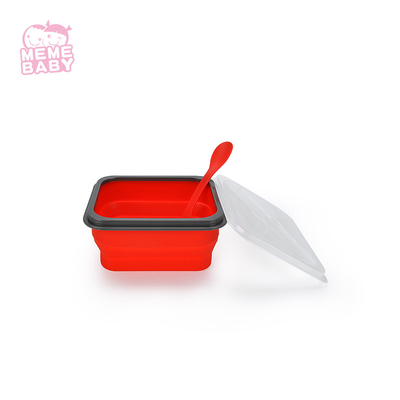 BPA Free Silicone Foldable Lunch Box One Compartment With Fork
