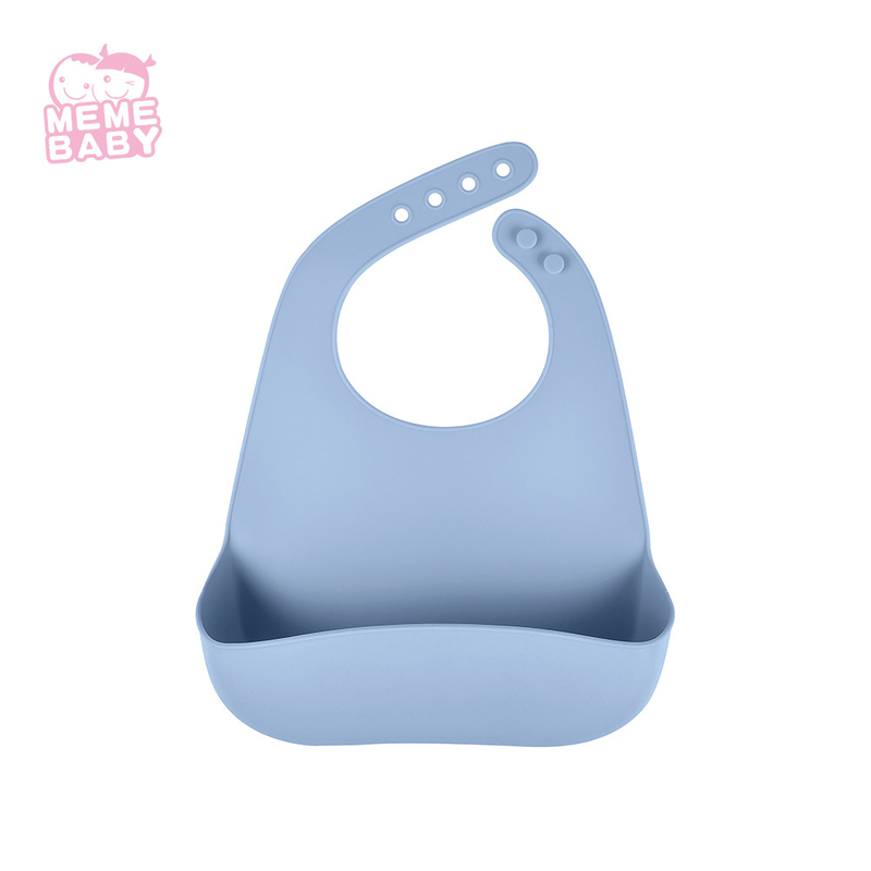 LFGB BPA Free Waterproof Silicone Bib Gift Set Blue Color