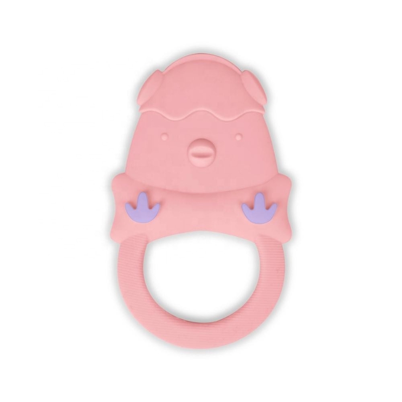 LFGB Grade Natural Teething Toys Pink Teething Ring Durable Easy To Clean
