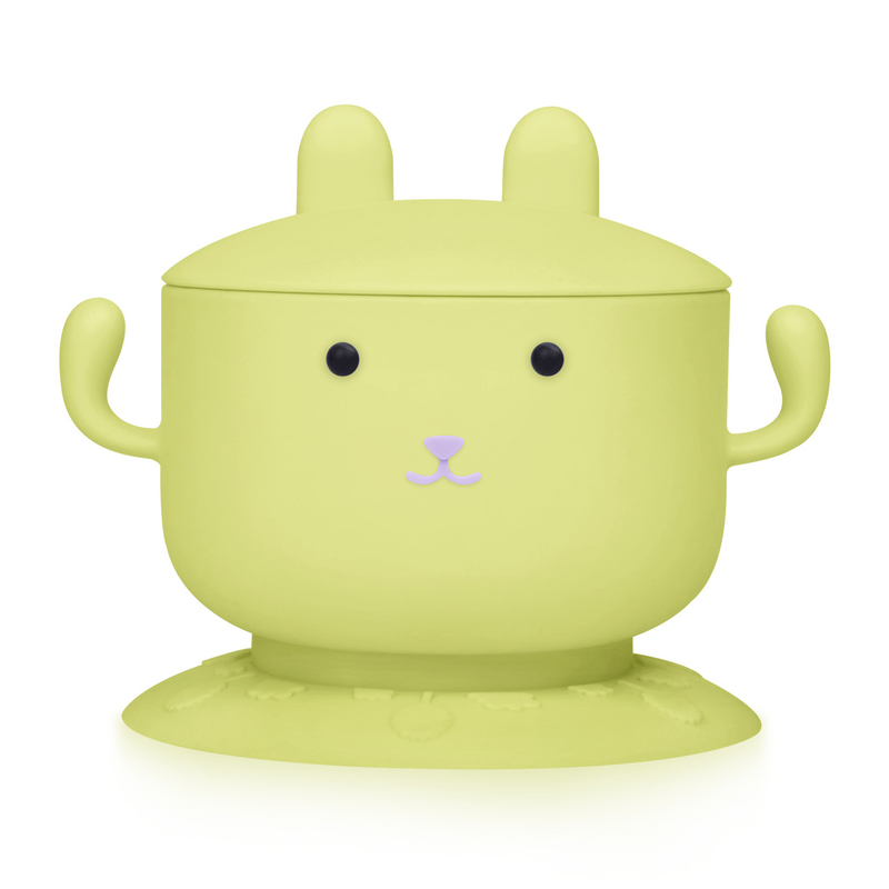 BPA Free Rubber Silicone Suction Rabbit Shape With Lid Handles